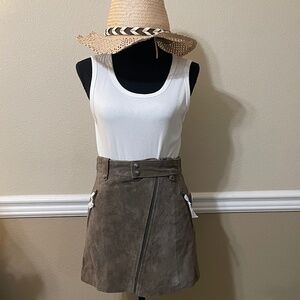 NWT BLANK NYC "Run For It" Zip Suede Miniskirt - Olive Green - Size 26